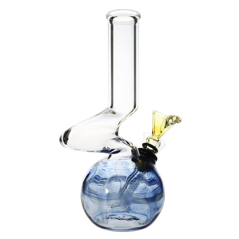 Biohazard Inc Glass Bong 6" Elbow Water Pipe w/ Slide - Blue Rake