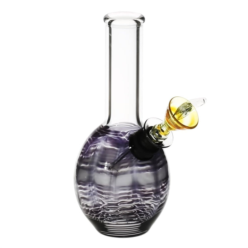 Biohazard Inc Glass Bong 6" Mini Round Water Pipe w/ Slide - Black Rake