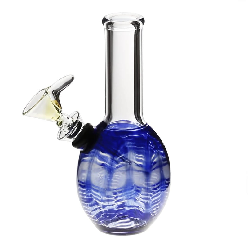 Biohazard Inc Glass Bong 6" Mini Round Water Pipe w/ Slide - Blue Rake