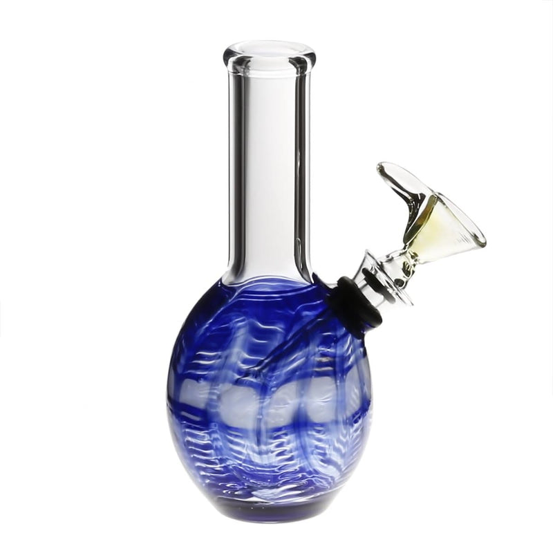 Biohazard Inc Glass Bong 6" Mini Round Water Pipe w/ Slide - Blue Rake