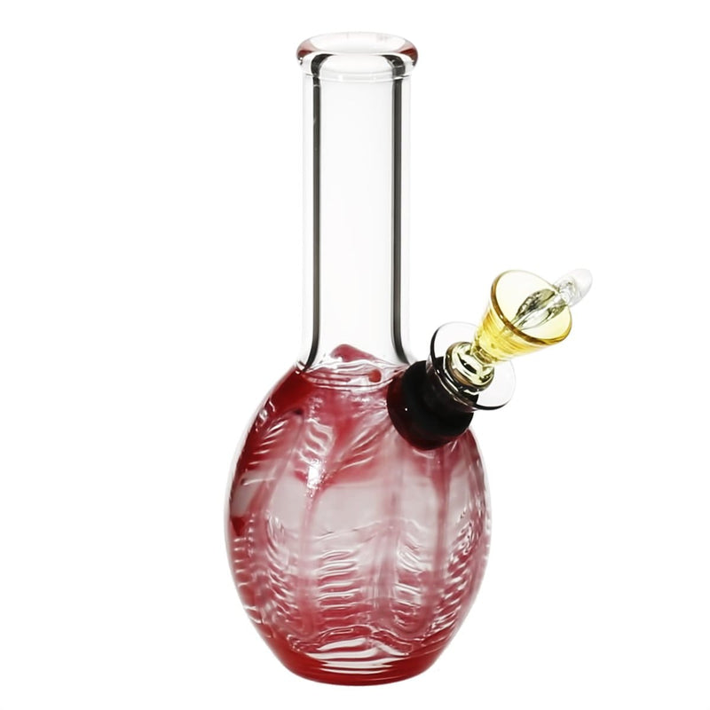 Biohazard Inc Glass Bong 6" Mini Round Water Pipe w/ Slide - Red Rake