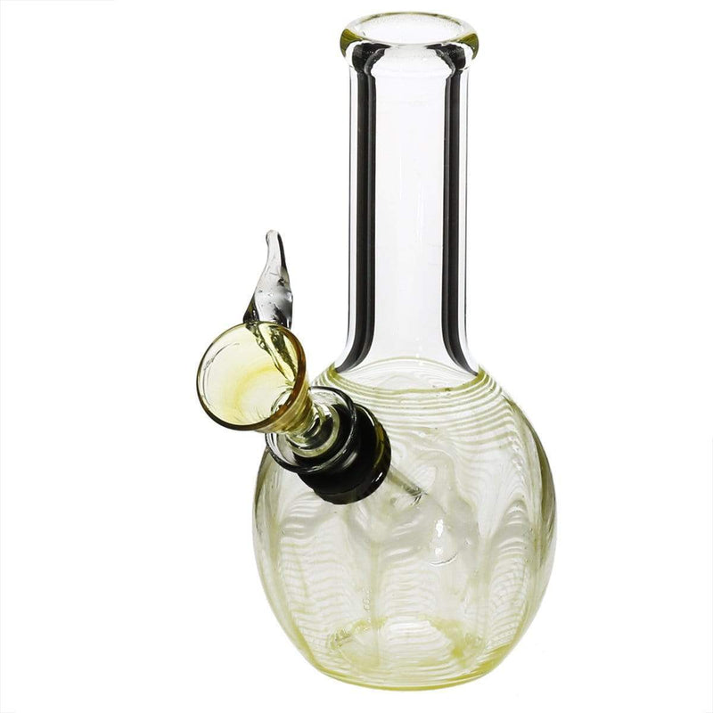 Biohazard Inc Glass Bong 6" Mini Round Water Pipe w/ Slide - Yellow Rake