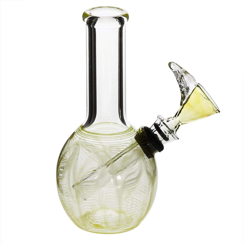 Biohazard Inc Glass Bong 6" Mini Round Water Pipe w/ Slide - Yellow Rake