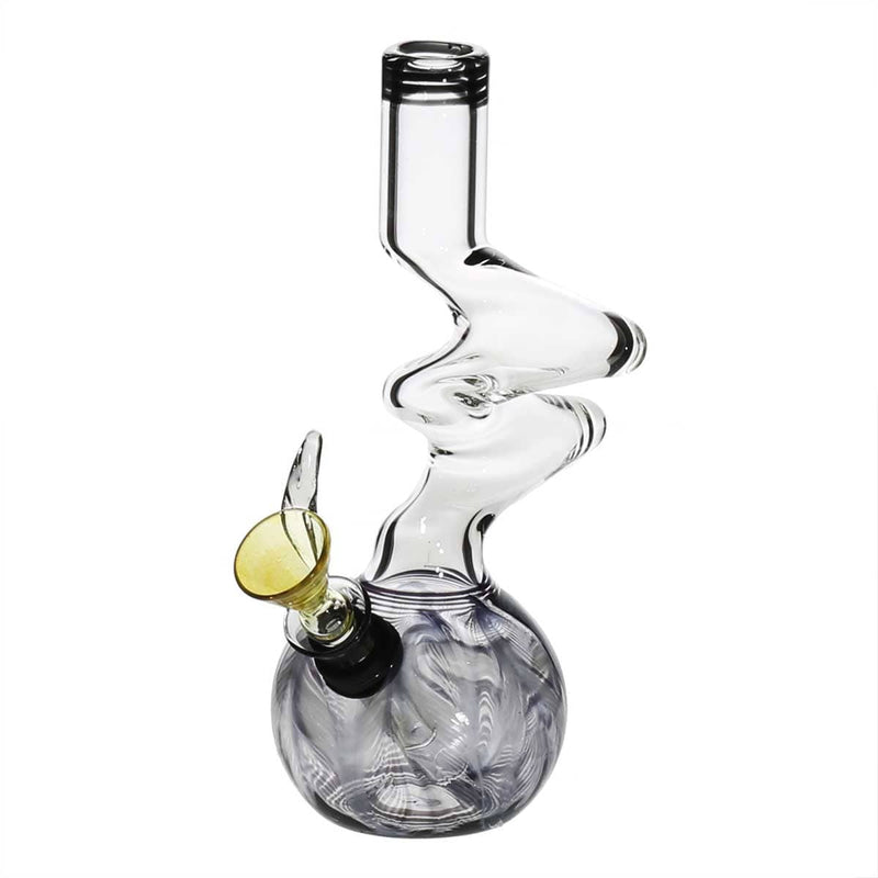 Biohazard Inc Glass Bong 6" Two Elbow Water Pipe w/ Slide - Black Rake