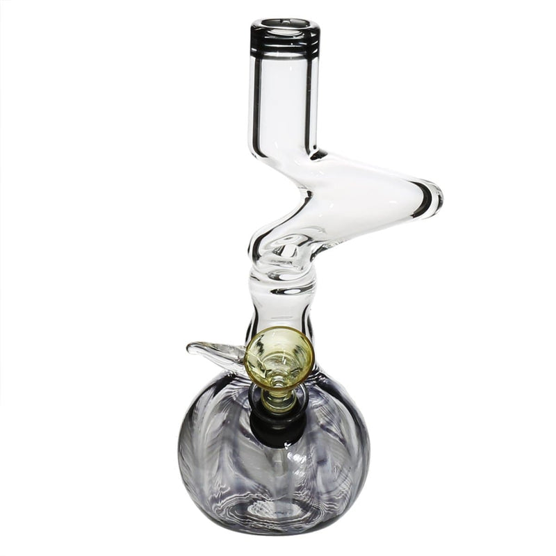 Biohazard Inc Glass Bong 6" Two Elbow Water Pipe w/ Slide - Black Rake