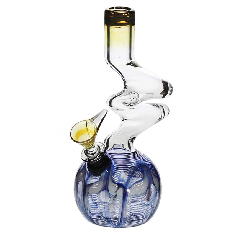 Biohazard Inc Glass Bong 6" Two Elbow Water Pipe w/ Slide - Blue Rake