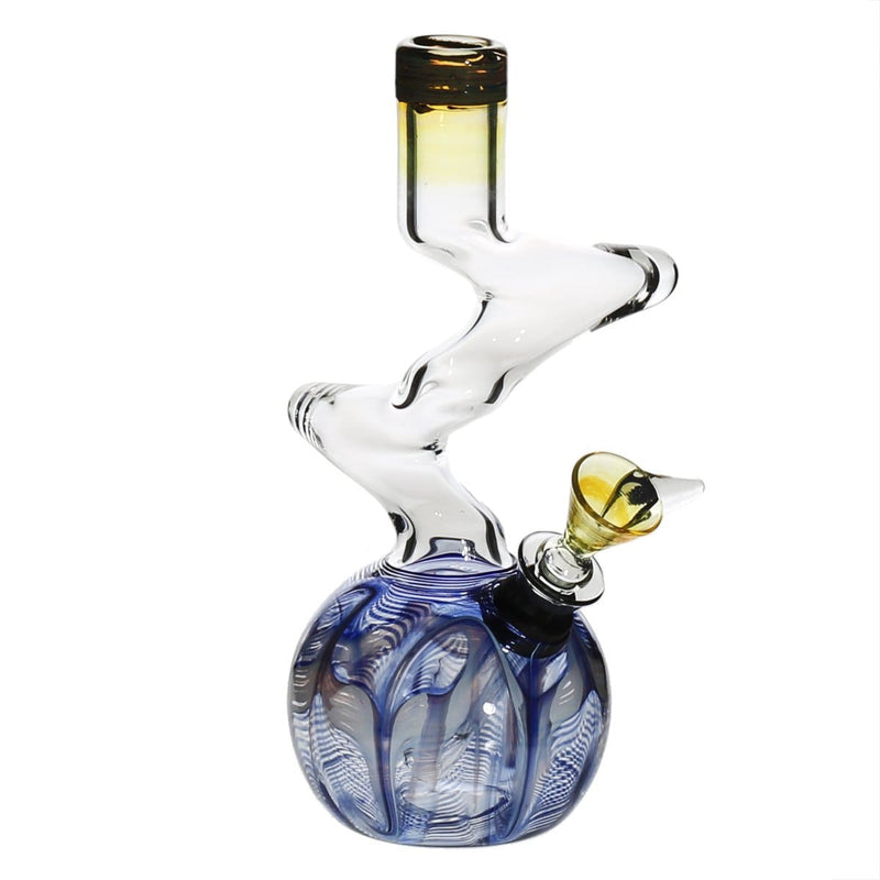 Biohazard Inc Glass Bong 6" Two Elbow Water Pipe w/ Slide - Blue Rake