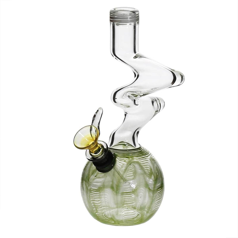 Biohazard Inc Glass Bong 6" Two Elbow Water Pipe w/ Slide - Green Rake