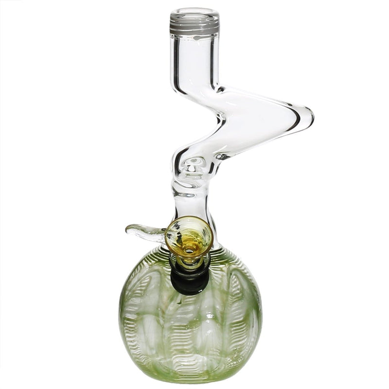 Biohazard Inc Glass Bong 6" Two Elbow Water Pipe w/ Slide - Green Rake