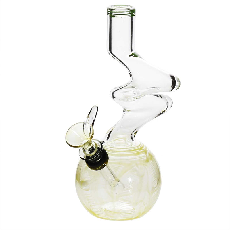 Biohazard Inc Glass Bong 6" Two Elbow Water Pipe w/ Slide - Yellow Rake