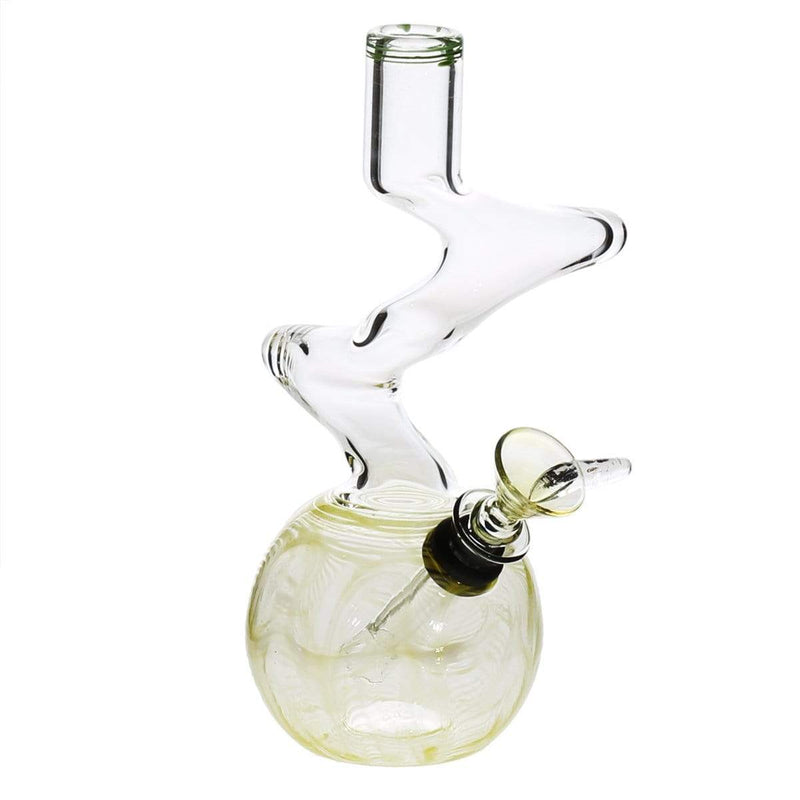 Biohazard Inc Glass Bong 6" Two Elbow Water Pipe w/ Slide - Yellow Rake