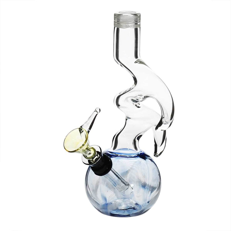 Biohazard Inc Glass Bong 6" Two Hook Water Pipe w/ Slide - Blue Rake