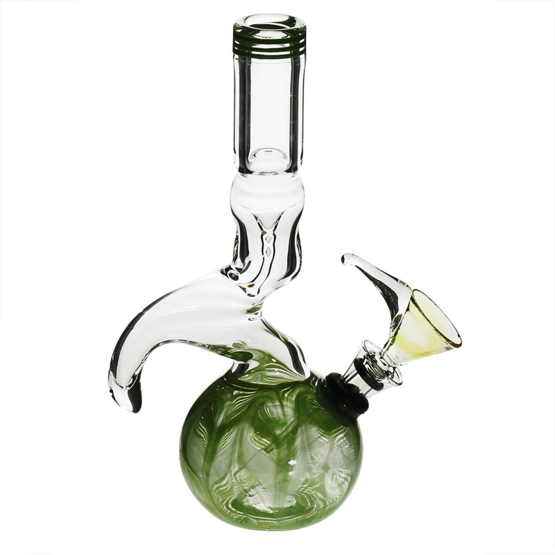 Biohazard Inc Glass Bong 6" Two Hook Water Pipe w/ Slide - Green Rake