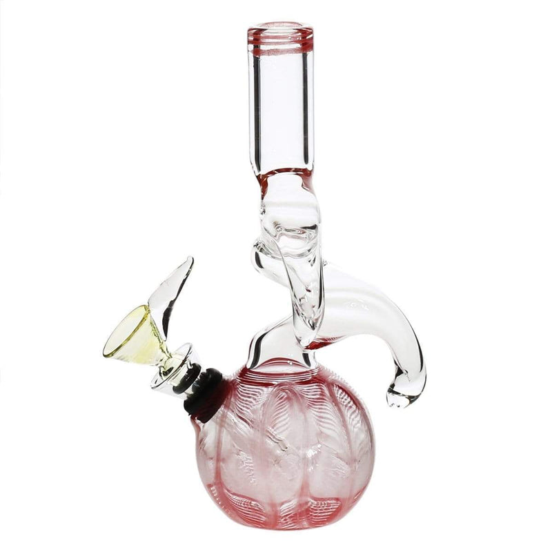 Biohazard Inc Glass Bong 6" Two Hook Water Pipe w/ Slide - Red Rake