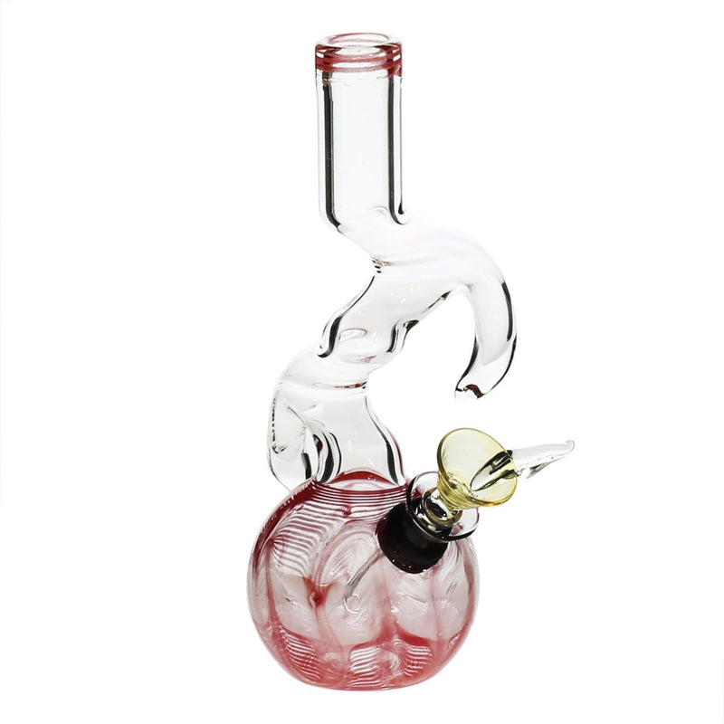 Biohazard Inc Glass Bong 6" Two Hook Water Pipe w/ Slide - Red Rake