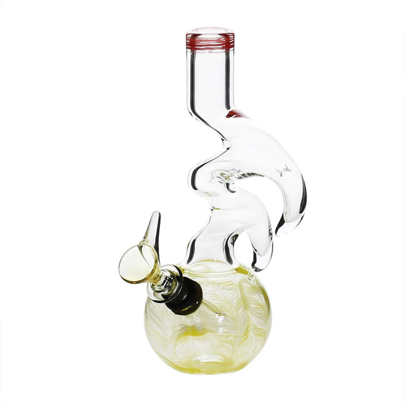 Biohazard Inc Glass Bong 6" Two Hook Water Pipe w/ Slide - Yellow Rake