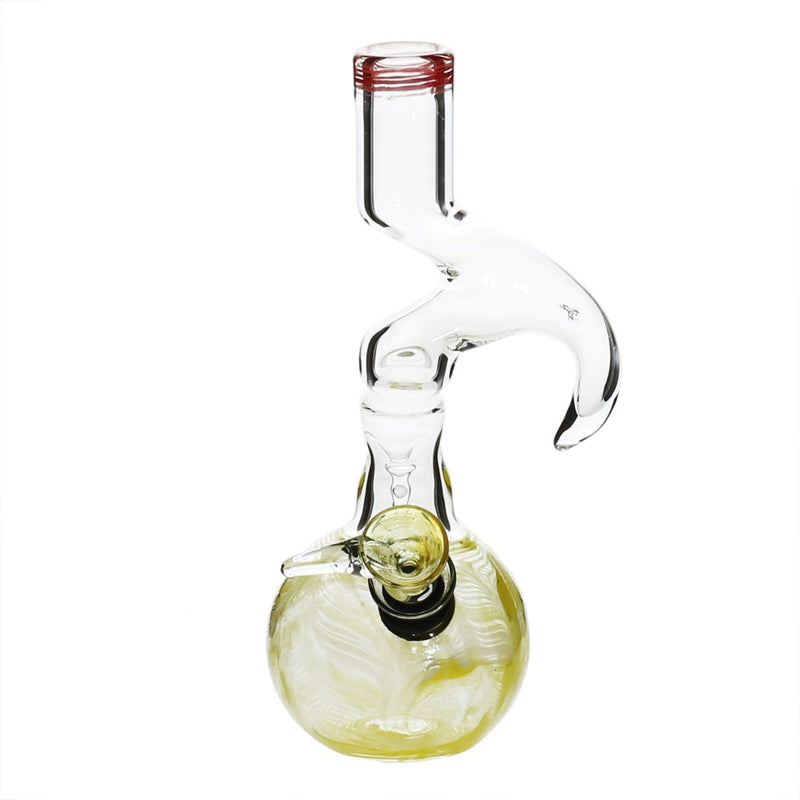 Biohazard Inc Glass Bong 6" Two Hook Water Pipe w/ Slide - Yellow Rake