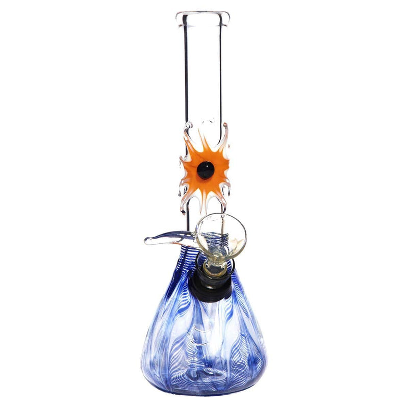 Biohazard Inc Glass Bong 7" Beaker Design Water Pipe w/ Slide - Blue Rake + Assorted