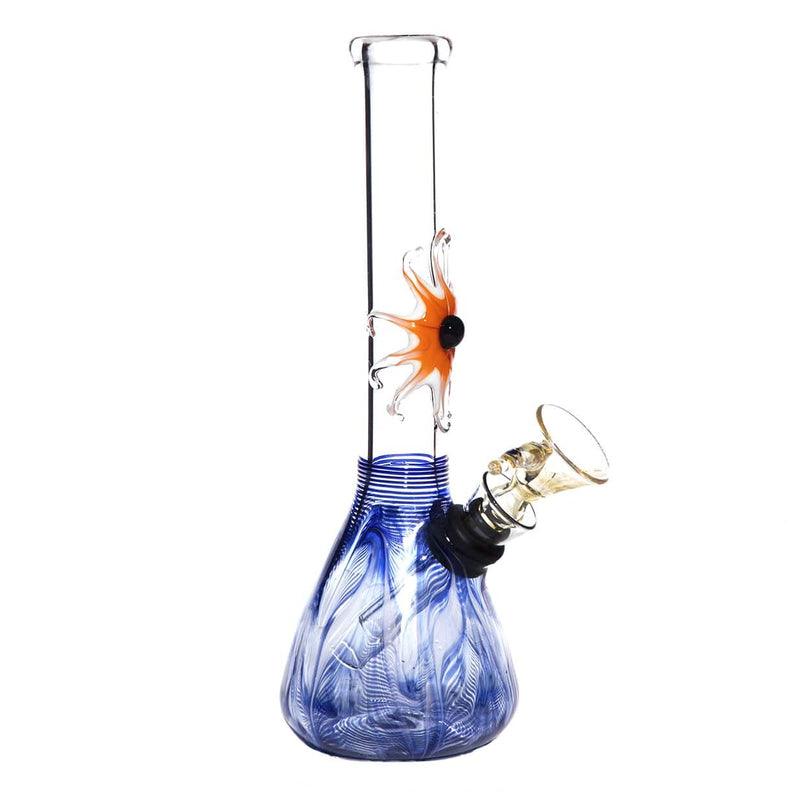 Biohazard Inc Glass Bong 7" Beaker Design Water Pipe w/ Slide - Blue Rake + Assorted