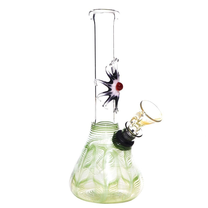 Biohazard Inc Glass Bong 7" Beaker Design Water Pipe w/ Slide - Green Rake + Assorted