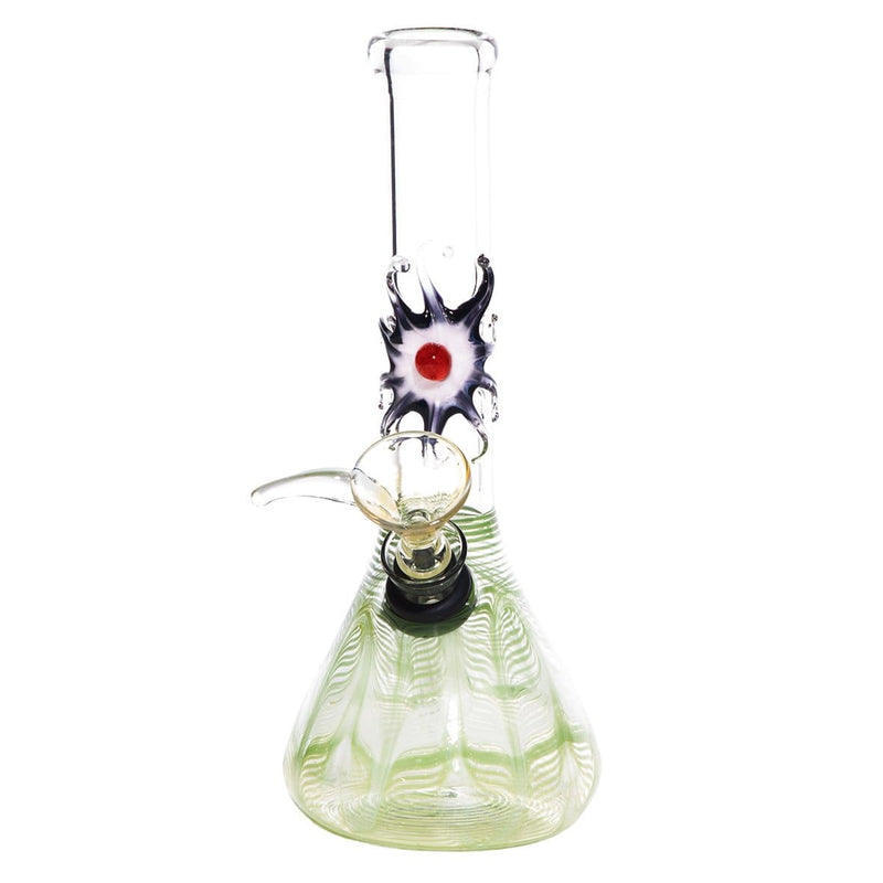 Biohazard Inc Glass Bong 7" Beaker Design Water Pipe w/ Slide - Green Rake + Assorted