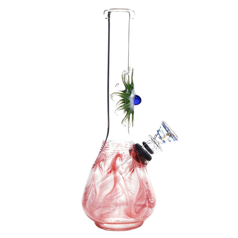 Biohazard Inc Glass Bong 7" Beaker Design Water Pipe w/ Slide - Red Rake + Assorted