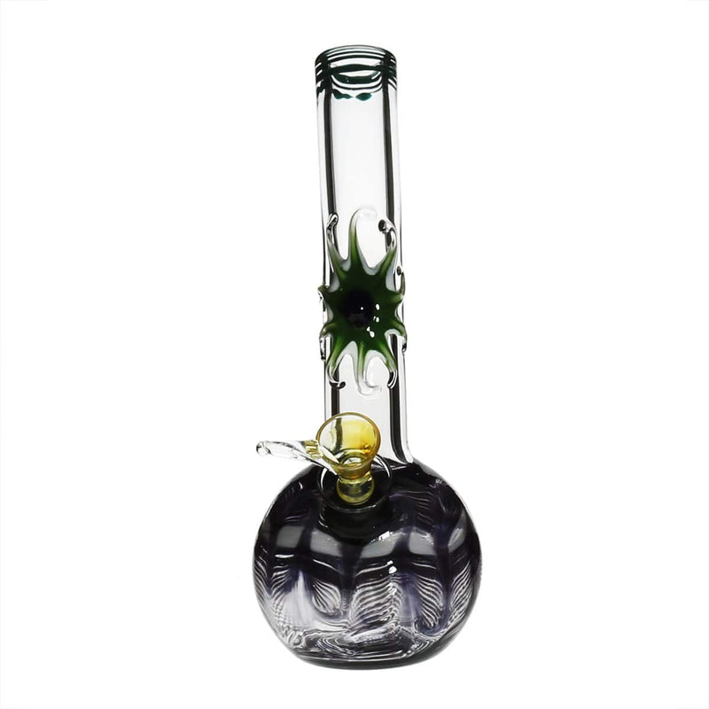 Biohazard Inc Glass Bong 7" Bent Neck Design Water Pipe w/ Slide - Black Rake