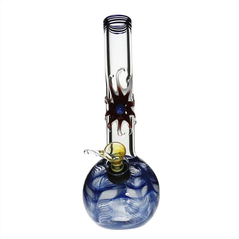 Biohazard Inc Glass Bong 7" Bent Neck Design Water Pipe w/ Slide - Blue Rake