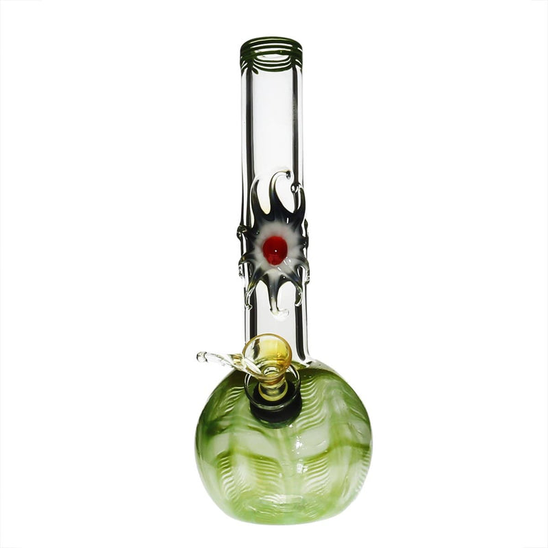 Biohazard Inc Glass Bong 7" Bent Neck Design Water Pipe w/ Slide - Green Rake