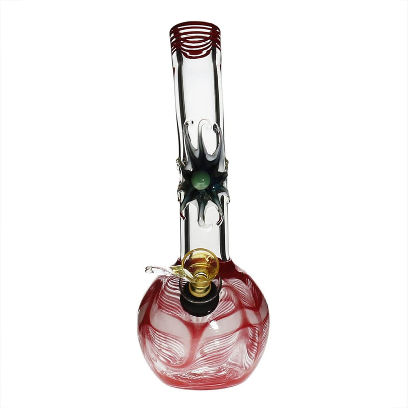 Biohazard Inc Glass Bong 7" Bent Neck Design Water Pipe w/ Slide - Red Rake