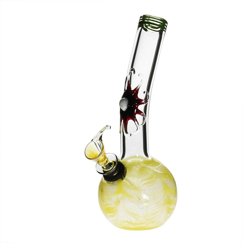 Biohazard Inc Glass Bong 7" Bent Neck Design Water Pipe w/ Slide - Yellow Rake