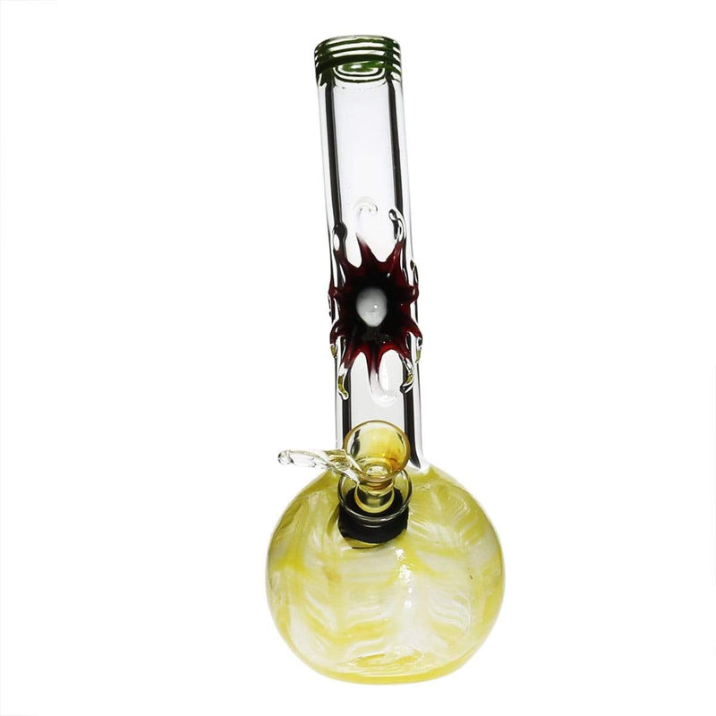 Biohazard Inc Glass Bong 7" Bent Neck Design Water Pipe w/ Slide - Yellow Rake