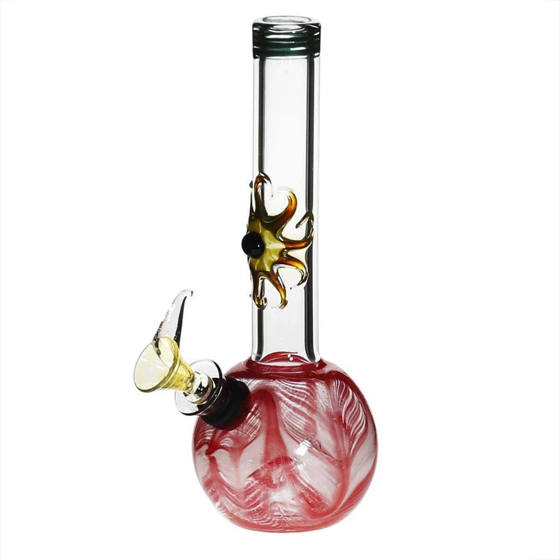 Biohazard Inc Glass Bong 7" Design Water Pipe w/ Slide - Red Rake