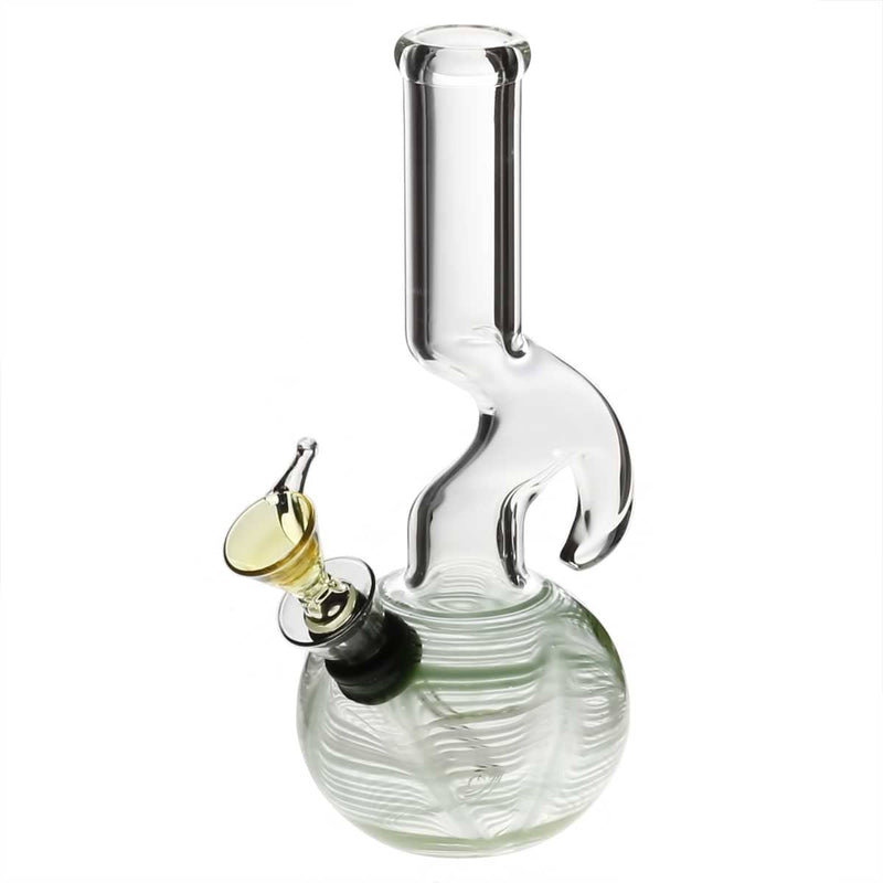 Biohazard Inc Glass Bong 7" Hook Water Pipe w/ Slide - Green Rake