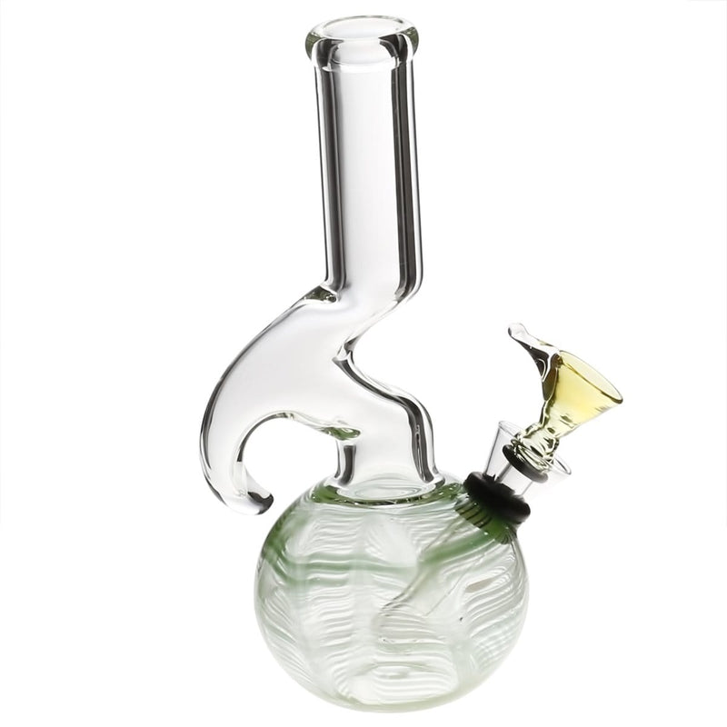 Biohazard Inc Glass Bong 7" Hook Water Pipe w/ Slide - Green Rake