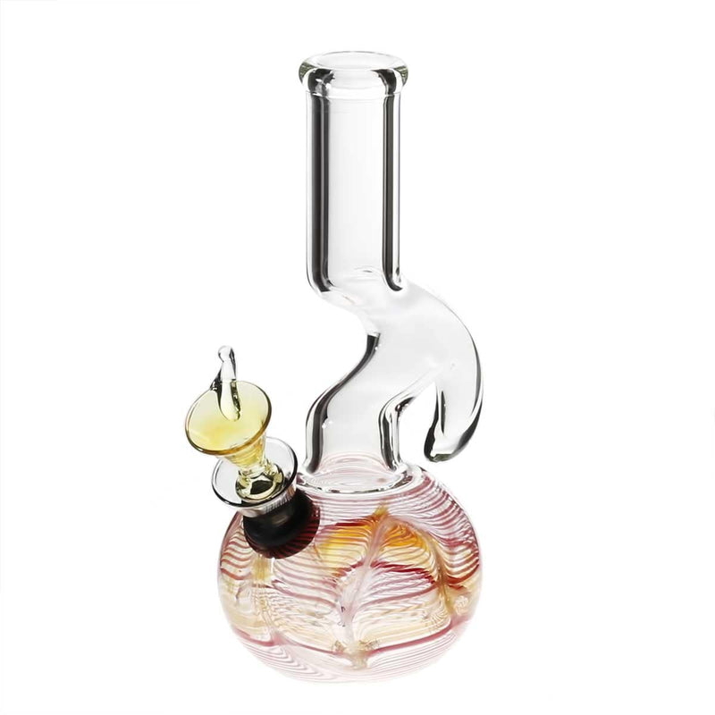 Biohazard Inc Glass Bong 7" Hook Water Pipe w/ Slide - Red Rake