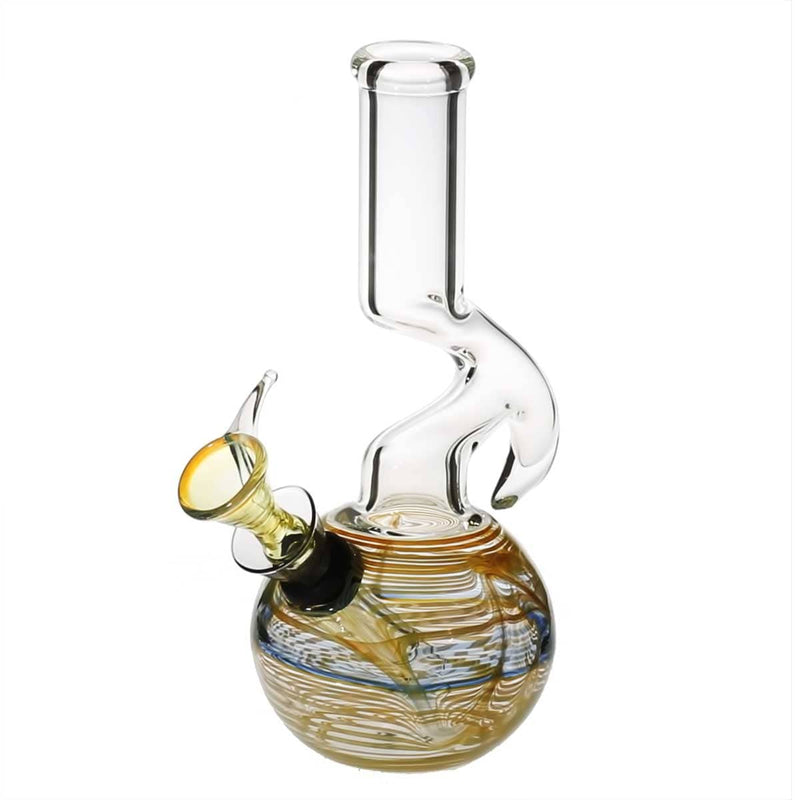 Biohazard Inc Glass Bong 7" Hook Water Pipe w/ Slide - Yellow Rake