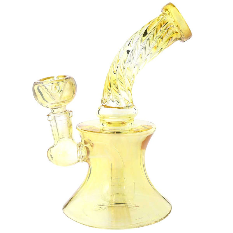 Biohazard Inc Glass Bong 7" Yellow Twist Beaker 14mm Female joint Bowl + Banger