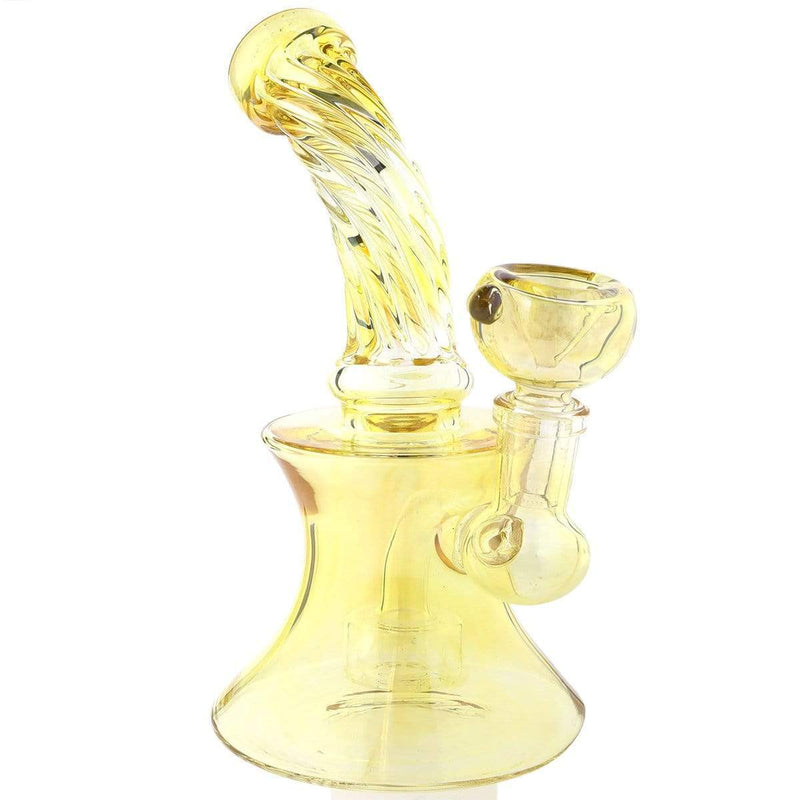 Biohazard Inc Glass Bong 7" Yellow Twist Beaker 14mm Female joint Bowl + Banger