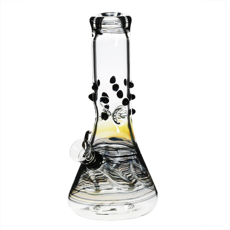 Biohazard Inc Glass Bong 8" Beaker Water Pipe w/ Marbles - Black Rake