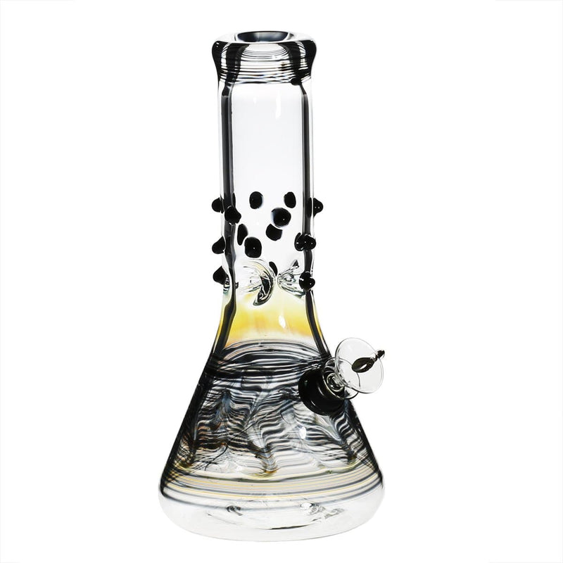 Biohazard Inc Glass Bong 8" Beaker Water Pipe w/ Marbles - Black Rake