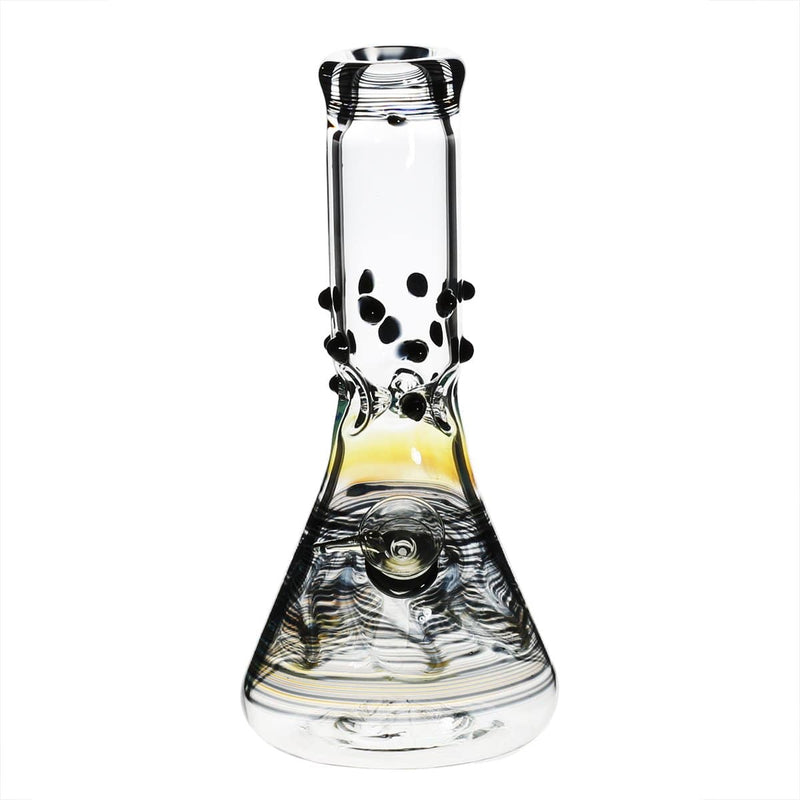 Biohazard Inc Glass Bong 8" Beaker Water Pipe w/ Marbles - Black Rake