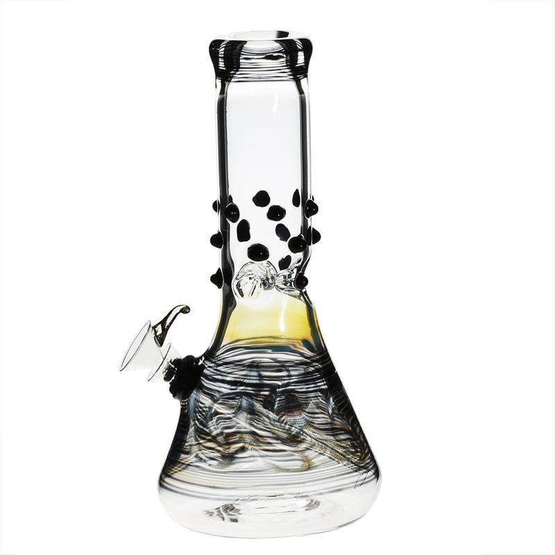 Biohazard Inc Glass Bong 8" Beaker Water Pipe w/ Marbles - Black Rake