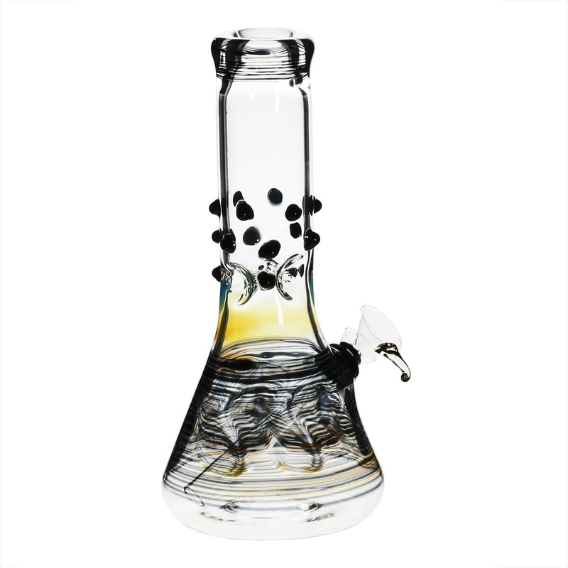 Biohazard Inc Glass Bong 8" Beaker Water Pipe w/ Marbles - Black Rake