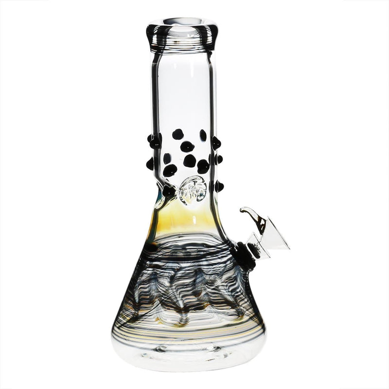 Biohazard Inc Glass Bong 8" Beaker Water Pipe w/ Marbles - Black Rake