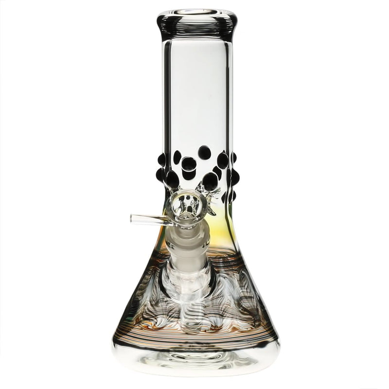 Biohazard Inc Glass Bong 8" Beaker Water Pipe w/ Marbles - Black Rake