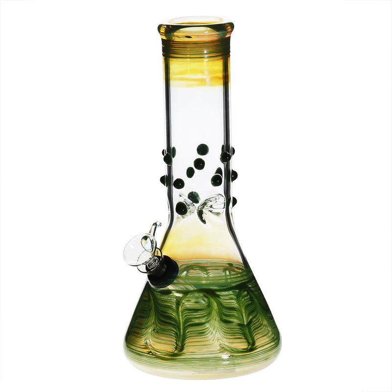 Biohazard Inc Glass Bong 8" Beaker Water Pipe w/ Marbles - Green Rake