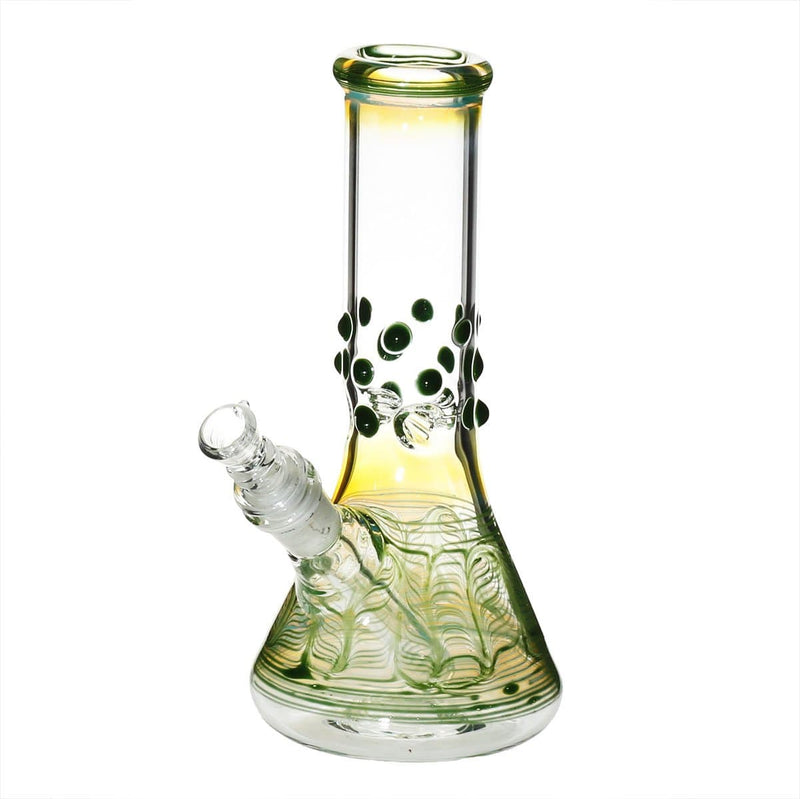 Biohazard Inc Glass Bong 8" Beaker Water Pipe w/ Marbles - Green Rake