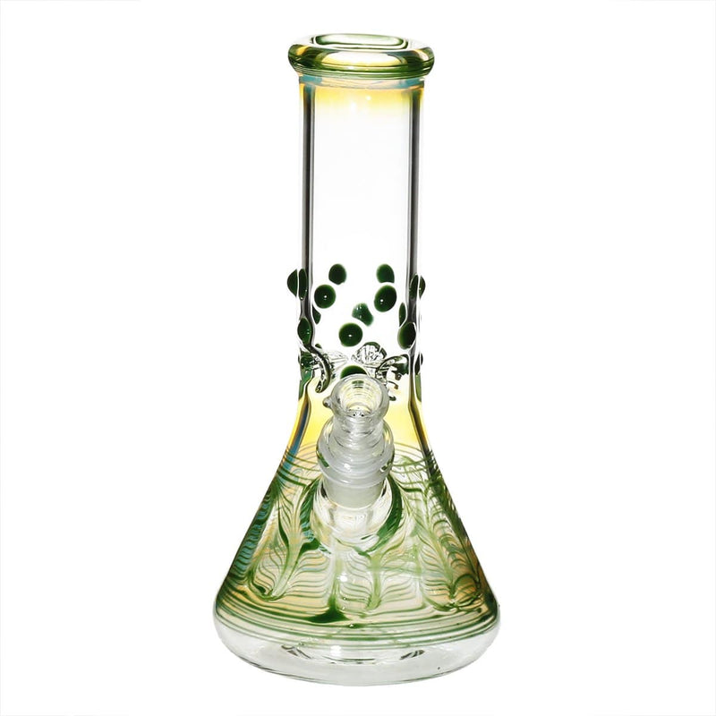 Biohazard Inc Glass Bong 8" Beaker Water Pipe w/ Marbles - Green Rake