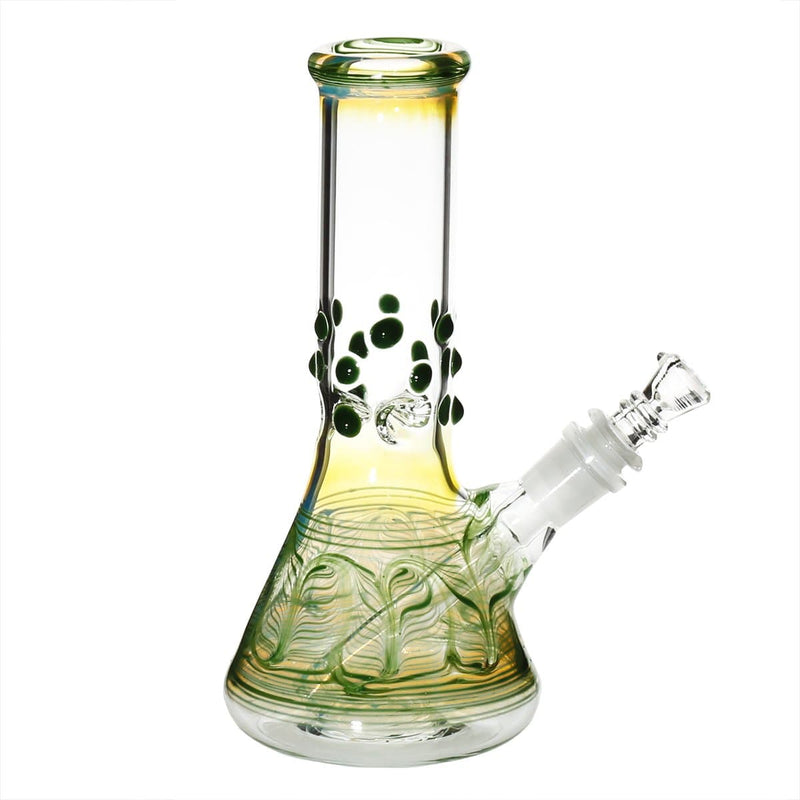 Biohazard Inc Glass Bong 8" Beaker Water Pipe w/ Marbles - Green Rake